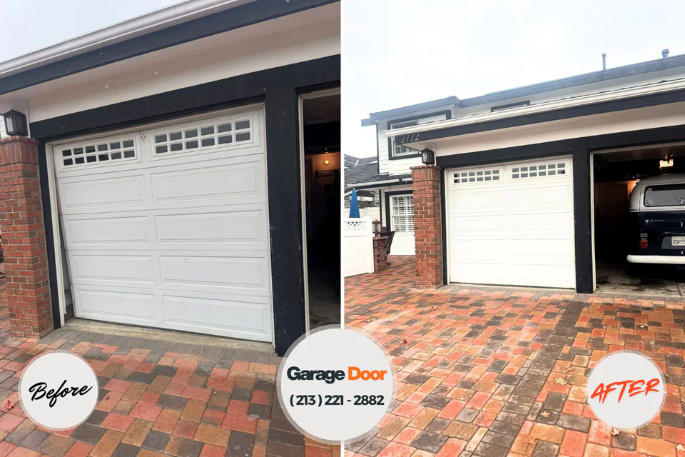 Before and after: garage door repair Woodland, CA